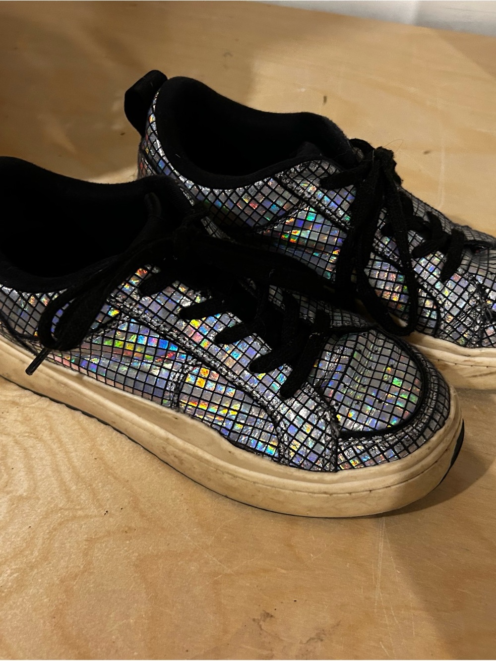 Zara Kids Holographic Mosaic Sneakers - Black & Silver